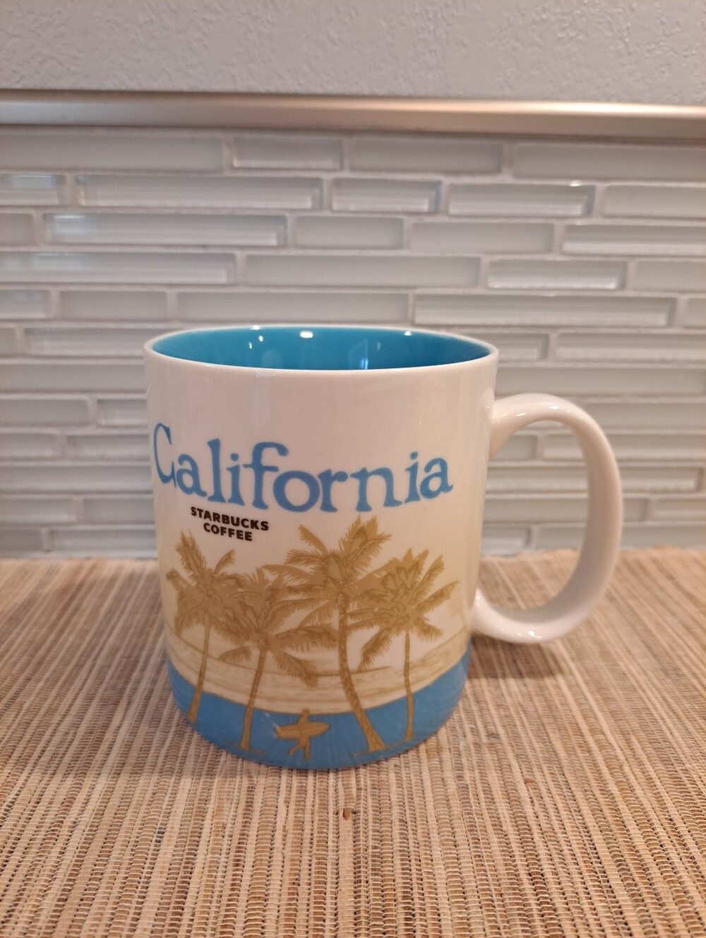 Starbucks California Icon Collector Series Coffee Mug/Cup 16oz PALMS Blue 2012